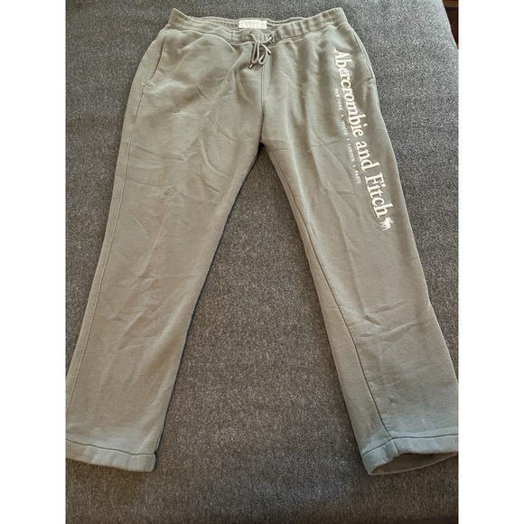 ABERCROMBIE & FITCH Soft A&F Fleece Logo Sage Green Sweatpants MENS SIZE XL